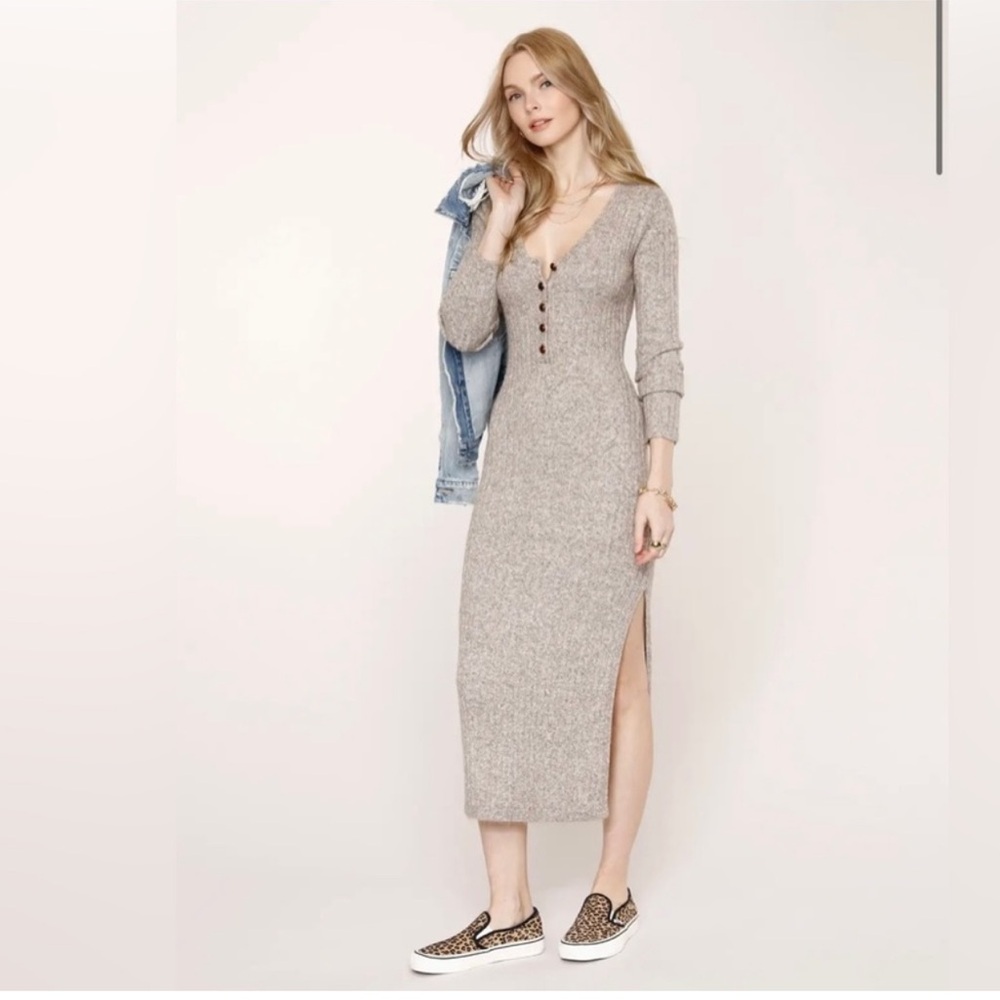 Heartloom Allegra Sweater Dress in Taupe, size L